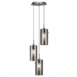 Duo 2 Smoked Glass and Chrome Triple Cluster Pendant 2300-3SM