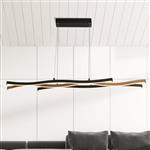 Bloom LED Dimmable CCT Black and Wood Effect Pendant 32104-1BK