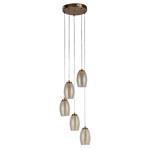 Cyclone LED Five Light Bronze & Amber Glass Cluster Pendant 97291-5CP