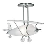 Novelty LED Airplane Satin Silver/Frosted Glass Ceiling Light 737