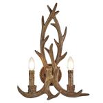 Stag Brown Resin Two Light Wall Fitting 6412-2BR