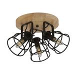 Vision Black and Wood Three Light Ceiling Fitting 81698-3BK