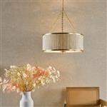 Fenella 5 Light Gold Leaf And Natural Seagrass Drum Pendant Fitting FEN0535