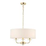 Nixon Polished Brass 3 Light Ceiling Pendant with White Shade 70560
