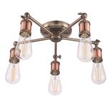 Hal 5 Light Aged Pewter & Copper Industrial Semi Flush Fitting 76336
