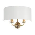 Highclere 2 Light Vintage White Shade Antique Brass Wall Fitting 98937