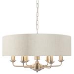Highclere 6 Light Chrome Pendant with Natural Shade 94357