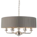 Highclere 6 Light Nickel Pendant with Silk Charcoal Shade 94397