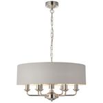 Highclere 6 Light Nickel Pendant with Silver Fabric Shade 94392