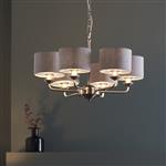 Highclere Brushed Chrome with Natural Linen Shade 6 Arm Light 99151