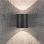 Canto 2 Black IP44 Double LED Wall Light 49701003