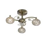 Cara Antique Brass and Crystal 3 Arm Ceiling Light IL30943