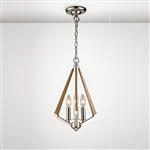 Hilton 3 Ceiling Fitting Polished Nickel Taupe Wood IL31681