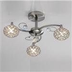Cara Satin Nickel and Crystal 3 Arm Ceiling Light IL30933