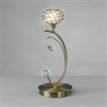 Cara Antique Brass Switched Crystal Table Lamp IL30949