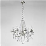 Kyra Crystal and Satin Nickel 8 Arm Ceiling Pendant IL30978