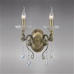 Libra Antique Brass Crystal Double Wall Light IL32072