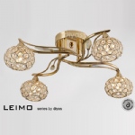 Leimo Crystal & French Gold 4 Arm Semi Flush Ceiling Light IL30964