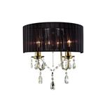 Olivia Antique Brass Double Wall Light with Black Shade IL30064/BL