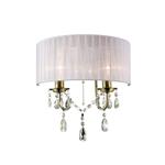 Olivia Antique Brass Double Wall Light with White Shade IL30064/WH