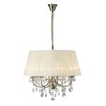 Olivia Antique Brass 8 Arm Crystal Pendant with Cream Shade IL30057/CR