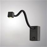 Boavista Black LED Square Flexible Switched Reading Wall Light M6049