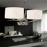 Eve Twin Chrome and Ivory Shades Ceiling Pendant Light M1130