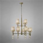 Tiffany Antique Brass Multi Arm Crystal Ceiling Light M3870