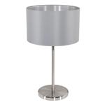 Maserlo Satin Nickel Table Lamp with Grey and Silver Shade 31628