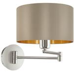 Maserlo Satin Nickel Swing-Arm Wall Light Taupe and Gold Shade 95055