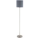 Pasteri Satin Nickel Floor Lamp with Grey Shade 95166