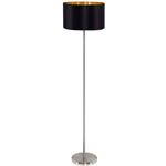 Maserlo Satin Nickel Floor Lamp with Black and Gold Shade 95169