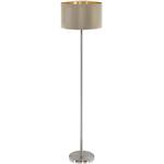Maserlo Satin Nickel Floor Lamp with Taupe and Gold Shade 95171