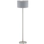 Maserlo Satin Nickel Floor Lamp with Grey and Silver Shade 95173