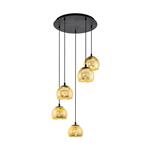 Albaraccin Black And Gold Finished Five Light Cluster Pendant 98526