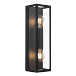 Amezola IP44 Rated Black and Glass Bathroom Double Wall Light 99124