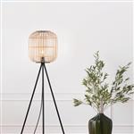 Bordesley Natural Wood And Black Floor Lamp 43219