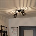 Girona Black Double spotlight ceiling fitting 900662