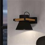 Maccles Black And Wooden Wall Light 43958