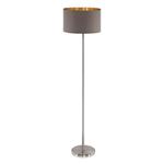 Maserlo Satin Nickel Floor Lamp with Cappuccino and Gold Shade 95172