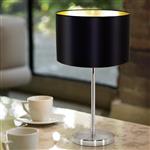 Maserlo Satin Nickel Table Lamp with Black and Gold Shade 31627