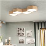 Mirlas Wood And White Polycarbonate Four Light Flush Fitting 98862