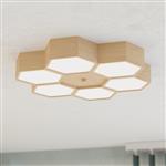 Mirlas Wood And White Polycarbonate Six Light Flush Fitting 98863
