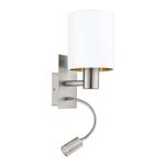 Pasteri Satin Nickel Double Wall Light with White Shade 96484