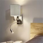Pasteri Satin Nickel Wall 2 Light with Taupe Shade 96478