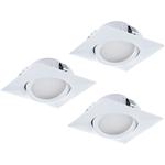 Pineda Pack Of 3 LED White Square Recessed Spot Lights 95844
