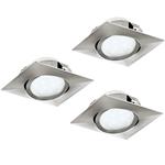 Pineda LED Pack Of 3 Satin Nickel Square Recessed Spot Lights 95846