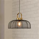 Roundham Brushed Brass And Black Ceiling Pendant 43964