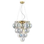 Arlo Brushed Brass & Iridescent Glass Four Light Pendant FRA556