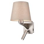 Benton LED Switched Taupe & Satin Nickel Dual Wall Light QF125/1176
